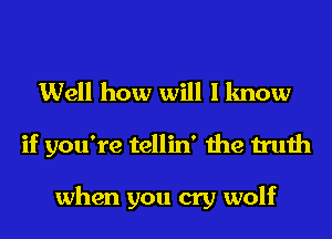 Well how will I know
if you're tellin' the truth

when you cry wolf
