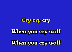 Cry cry cry
When you cry wolf

When you cry wolf