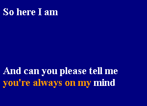 So here I am

And can you please tell me
you're always on my mind