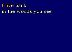 I live back
in the woods you see