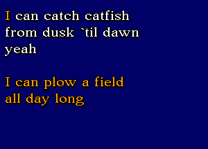 I can catch catfish
from dusk ti1 dawn
yeah

I can plow a field
all day long