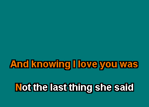 And knowing I love you was

Not the last thing she said