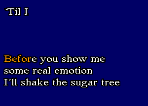 Before you show me
some real emotion
I'll shake the sugar tree