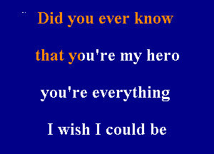 ' Did you ever know

that you're my hero

you're everything

I Wish I could be