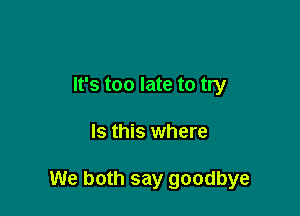 It's too late to try

Is this where

We both say goodbye