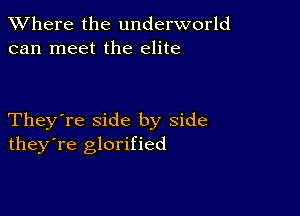 XVhere the underworld
can meet the elite

They're side by side
theyTe glorified
