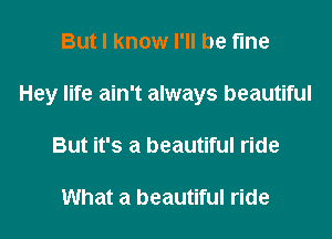 But I know I'll be fine
Hey life ain't always beautiful

But it's a beautiful ride

What a beautiful ride