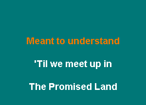Meant to understand

'Til we meet up in

The Promised Land