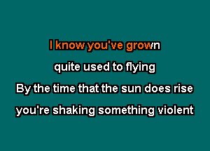 I know you've grown
quite used to flying

By the time that the sun does rise

you're shaking something violent