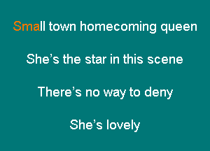 Small town homecoming queen

Shela the star in this scene

There's no way to deny

She's lovely