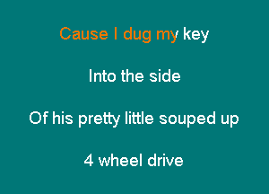 Cause I dug my key

Into the side

Of his pretty little souped up

4 wheel drive