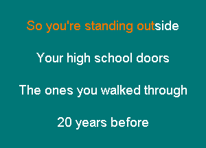 So you're standing outside

Your high school doors
The ones you walked through

20 years before