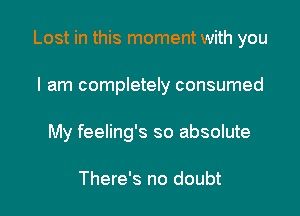Lost in this moment with you

I am completely consumed
My feeling's so absolute

There's no doubt
