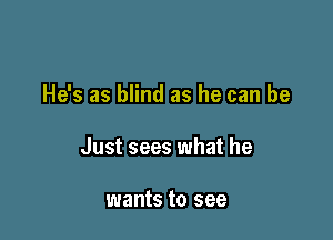 He's as blind as he can be

Just sees what he

wants to see