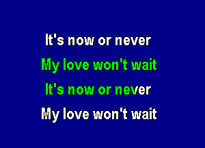 It's now or never
My love won't wait
It's now or never

My love won't wait