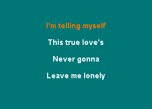 I'm telling myself
This true love's

Never gonna

Leave me lonely