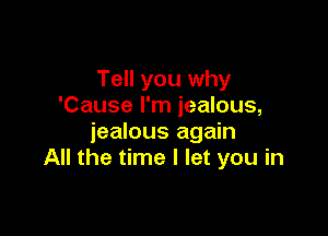 Tell you why
'Cause I'm jealous,

jealous again
All the time I let you in