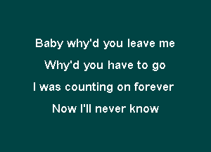 Baby why'd you leave me

Why'd you have to go

I was counting on forever

Now I'll never know