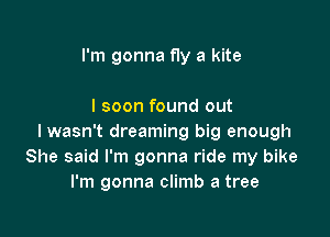 I'm gonna fly a kite

I soon found out

I wasn't dreaming big enough
She said I'm gonna ride my bike
I'm gonna climb a tree
