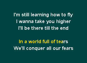 I'm still learning how to fly
I wanna take you higher
I'll be there till the end

In a world full of tears
We'll conquer all our fears