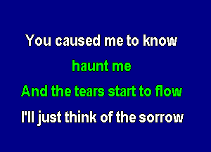 You caused me to know
haunt me
And the tears start to flow

I'll just think of the sorrow