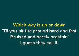 Which way is up or down

'Til you hit the ground hard and fast
Bruised and barely breathin'
I guess they call it