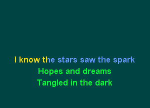 I know the stars saw the spark
Hopes and dreams
Tangled in the dark