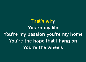That's why
You're my life

You're my passion you're my home
You're the hope that I hang on
You're the wheels