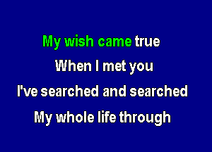 My wish came true
When I met you

I've searched and searched

My whole life through