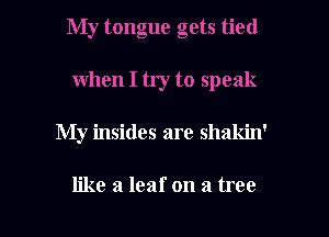 My tongue gets tied
when I try to speak

My insides are shakin'

like a leaf on a tree I