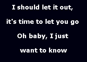 I should let it out,

it's time to let you go

Oh baby, I just

want to know