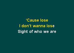 Cause lose
I don t wanna lose

Sight of who we are