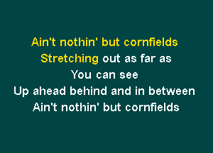 Ain't nothin' but cornfields
Stretching out as far as
You can see

Up ahead behind and in between
Ain't nothin' but cornfields