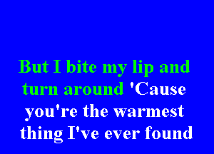 But I bite my lip and
turn around 'Cause
you're the warmest
thing I've ever found