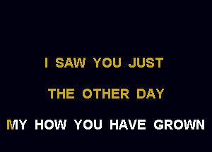 I SAW YOU JUST

THE OTHER DAY

MY HOW YOU HAVE GROWN