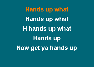 Hands up what
Hands up what
H hands up what

Hands up
Now get ya hands up