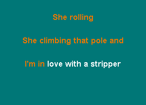 She rolling

She climbing that pole and

I'm in love with a stripper