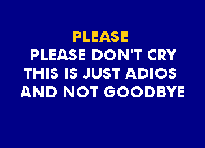 PLEASE
PLEASE DON'T CRY
THIS IS JUST ADIOS

AND NOT GOODBYE