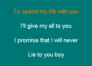 To spend my life with you

I'll give my all to you
I promise that I will never

Lie to you boy