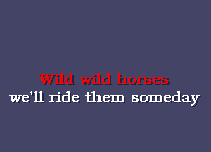 we'll ride them someday