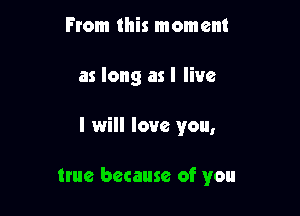 From this moment

as long as I live

I will love you,

true because of you