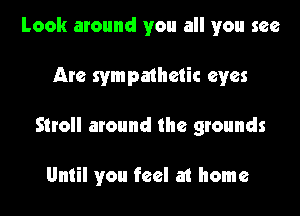 Look around you all you see

Are symptheIic eyes

Stroll atound the grounds

Until you feel at home