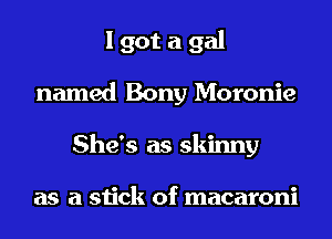I got a gal
named Bony Moronie
She's as skinny

as a stick of macaroni