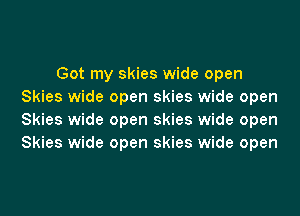 Got my skies wide open
Skies wide open skies wide open
Skies wide open skies wide open
Skies wide open skies wide open