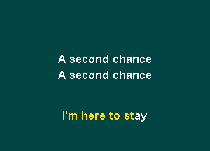 A second chance
A second chance

I'm here to stay
