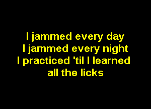 ljammed every day
I jammed every night

I practiced 'til I learned
all the licks