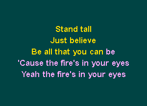 Stand tall
Just believe
Be all that you can be

'Cause the fire's in your eyes
Yeah the fire's in your eyes