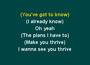 (You've got to know)
(I already know)
Oh yeah

(The plans I have to)
(Make you thrive)
I wanna see you thrive