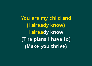 You are my child and
(I already know)
I already know

(The plans I have to)
(Make you thrive)