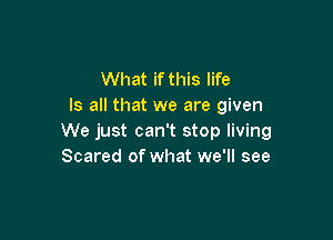 What if this life
Is all that we are given

We just can't stop living
Scared of what we'll see